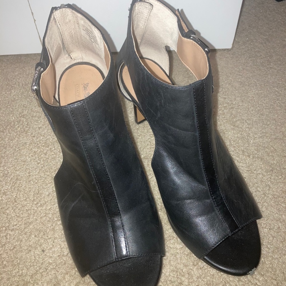 Black leather heels